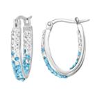 North Carolina Tar Heels Crystal Sterling Silver Inside Out U-hoop Earrings, Women's, Blue