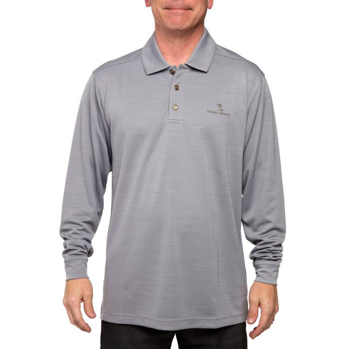 Men's Pebble Beach Classic-fit Heathered Easy-care Performance Golf Polo, Size: Xxl, Med Grey