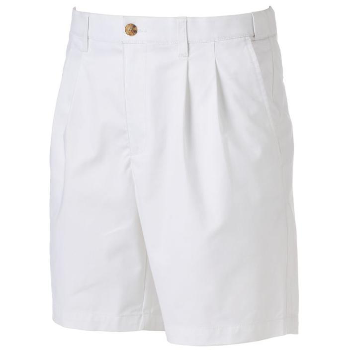 Men's Croft & Barrow&reg; True Comfort Classic-fit Stretch Pleated Shorts, Size: 36, White