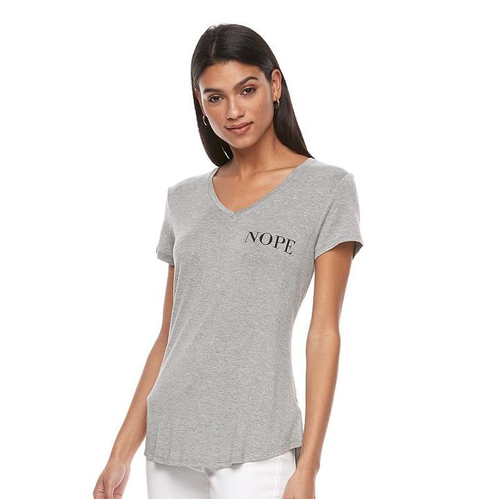 Women's Apt. 9&reg; V-neck Graphic Tee, Size: Xxl, Med Grey