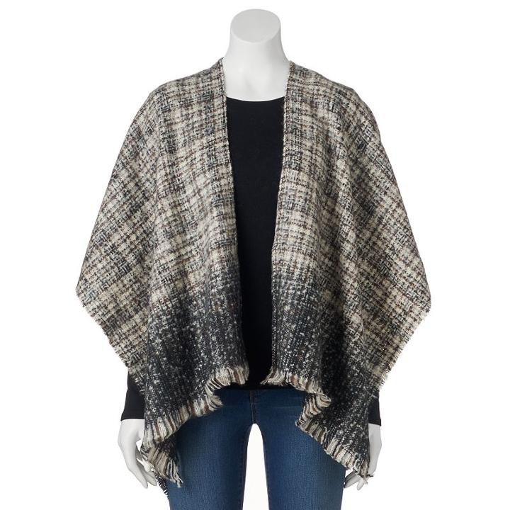 Manhattan Accessories Co. Woven Fringed Ruana, Women's, Black