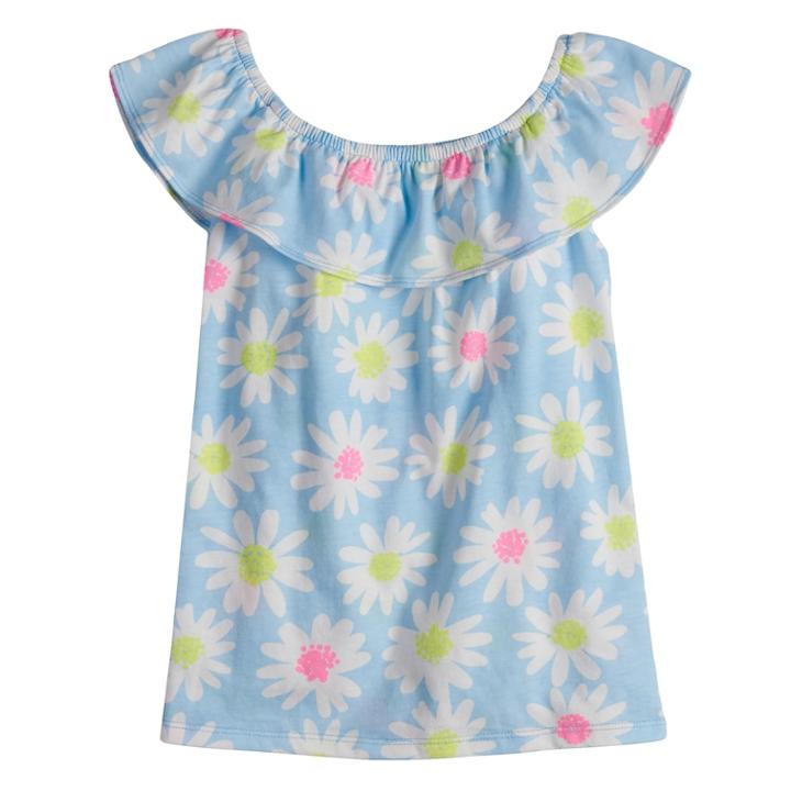 Girls 4-10 Jumping Beans&reg; Ruffle Shoulder Top, Size: 10, Light Blue