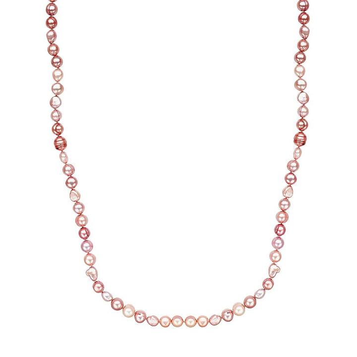 Freshwater By Honora Dyed Freshwater Cultured Pearl Long Necklace In Sterling Silver (9-11 Mm), Women's, Size: 36, Pink