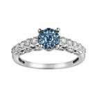 10k White Gold 3/4-ct. T.w. Blue And White Diamond Ring, Women's, Size: 8