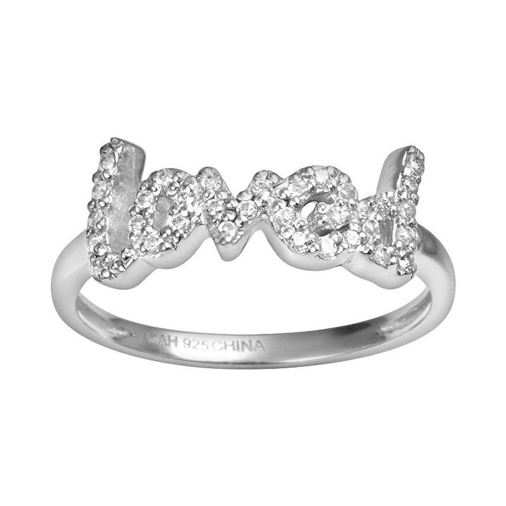Sophie Miller Sterling Silver Cubic Zirconia Loved Ring, Women's, Size: 8, White
