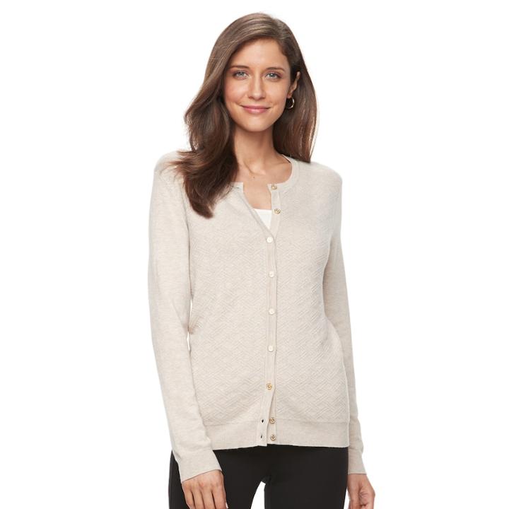 Women's Croft & Barrow&reg; Button-down Cardigan, Size: Xl, Lt Beige