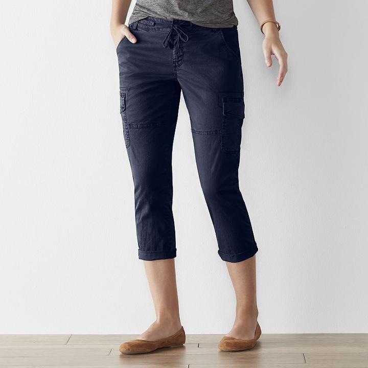 Women's Sonoma Goods For Life&trade; Utility Capris, Size: 12, Dark Blue