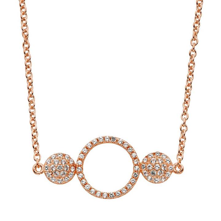 Lab-created White Sapphire 14k Gold Over Silver Triple Circle Necklace, Women's, Size: 17, Pink