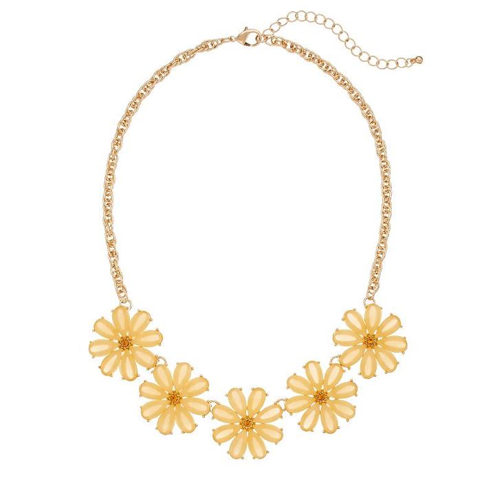 Yellow Flower Statement Necklace, Women's, Med Yellow