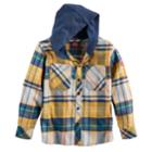Boys 8-20 Button-down Plaid Flannel Hooded Shirt, Size: Small, Gold