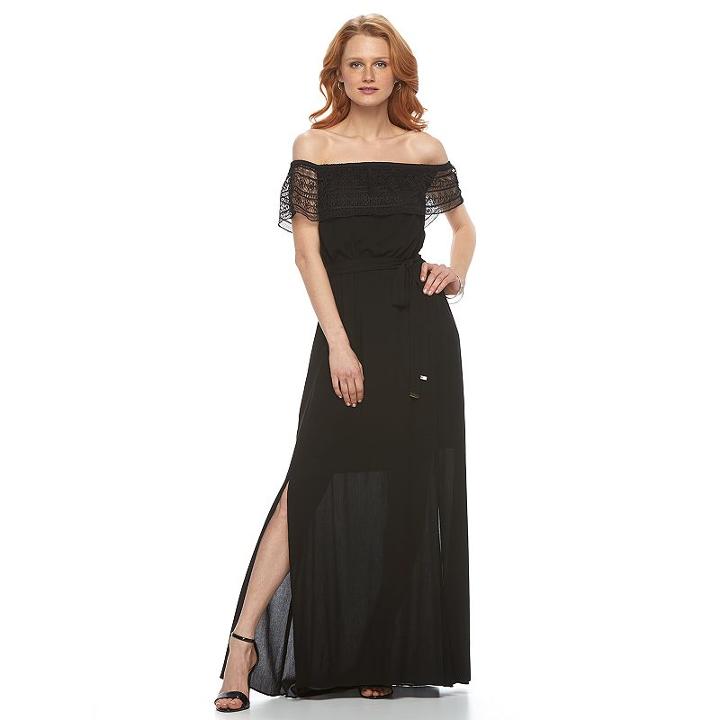 Apt. 9, Women's &reg; Off-the-shoulder Lace Maxi Dress, Size: Xxl, Black