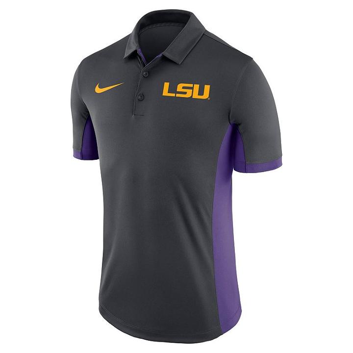Men's Nike Lsu Tigers Dri-fit Polo, Size: Xxl, Black