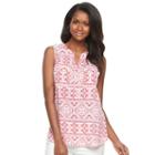 Women's Croft & Barrow&reg; Print Crepe Henley, Size: Xl, Light Pink