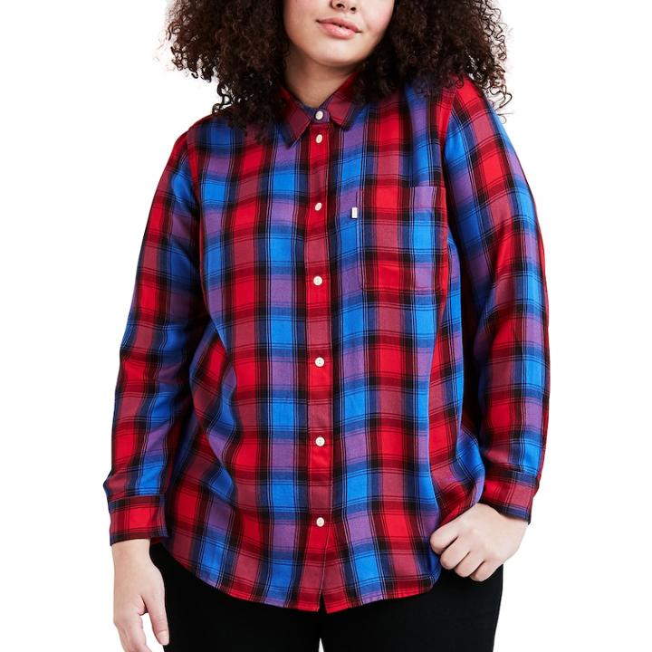 Plus Size Levi's Button Front Top, Women's, Size: 2xl, Wolverine Red