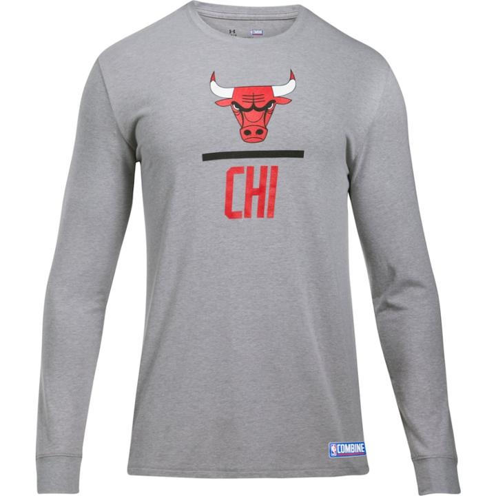 Men's Under Armour Chicago Bulls Charged Lockup Long-sleeve Tee, Size: Large, Gray
