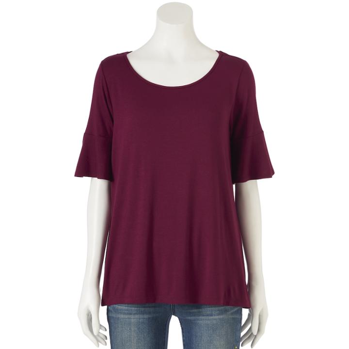 Women's Lc Lauren Conrad Flutter Tee, Size: Medium, Dark Red