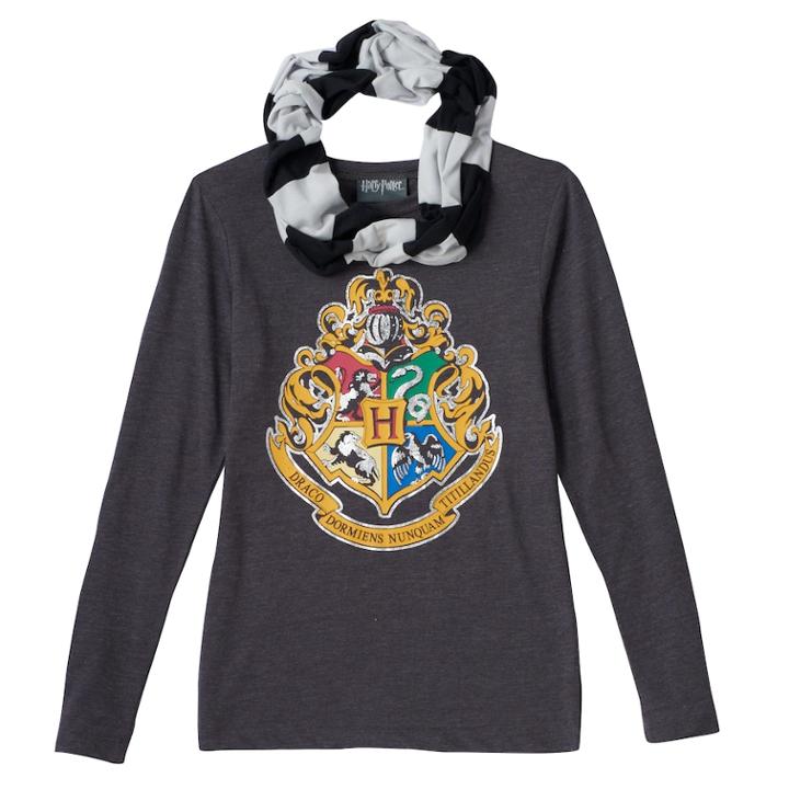 Girls 7-16 Hogwarts House Scarf Tee, Size: Medium, Grey (charcoal)