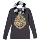 Girls 7-16 Hogwarts House Scarf Tee, Size: Medium, Grey (charcoal)