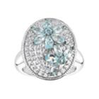 Sterling Silver Apatite & White Zircon Flower Disc Ring, Women's, Size: 7