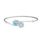 Swiss Blue Topaz & Sky Blue Topaz Sterling Silver Bypass Bangle Bracelet, Women's