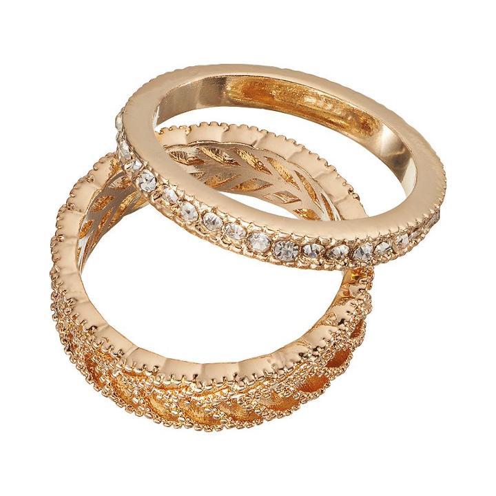 Lc Lauren Conrad Leaf Ring Set, Women's, Size: 7.50, Ovrfl Oth
