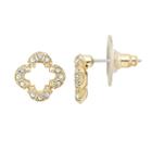 Marie Claire Jewelry Crystal Gold Tone Clover Stud Earrings, Women's, White