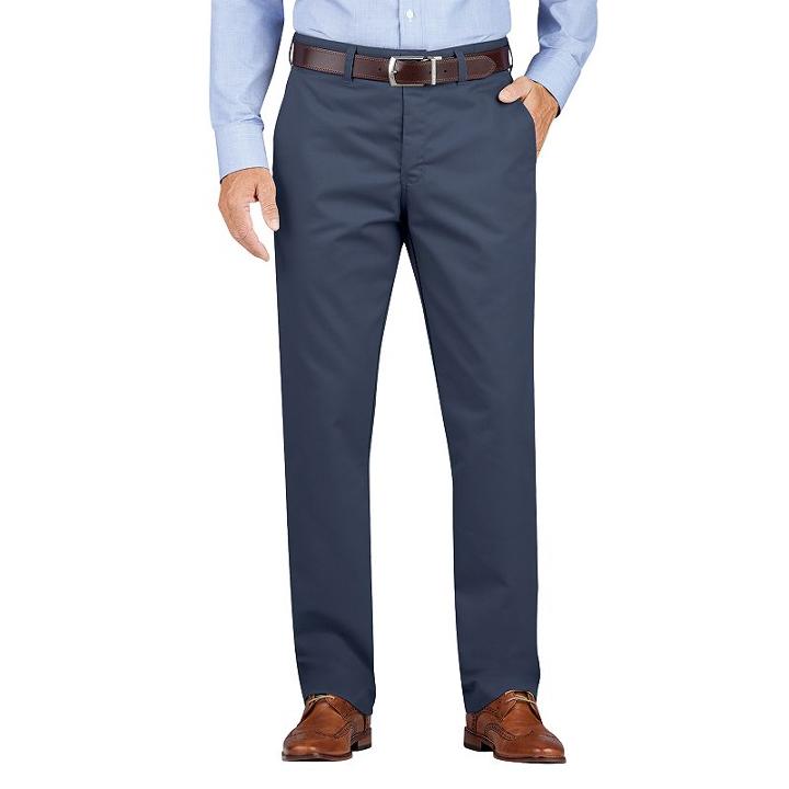 Men's Dickies Regular-fit Wrinkle-resistant Khaki Dress Pants, Size: 32x34, Dark Blue