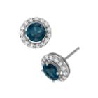 London Blue Topaz And Lab-created White Sapphire Sterling Silver Halo Stud Earrings, Women's