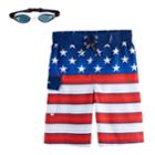 Boys 4-7 Zeroxposur American Flag Usa Swim Trunks With Goggles, Size: Medium, White