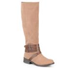 Journee Collection Jagger Womens Two-tone Strappy Riding Boots, Women's, Size: 6, Beig/green (beig/khaki)