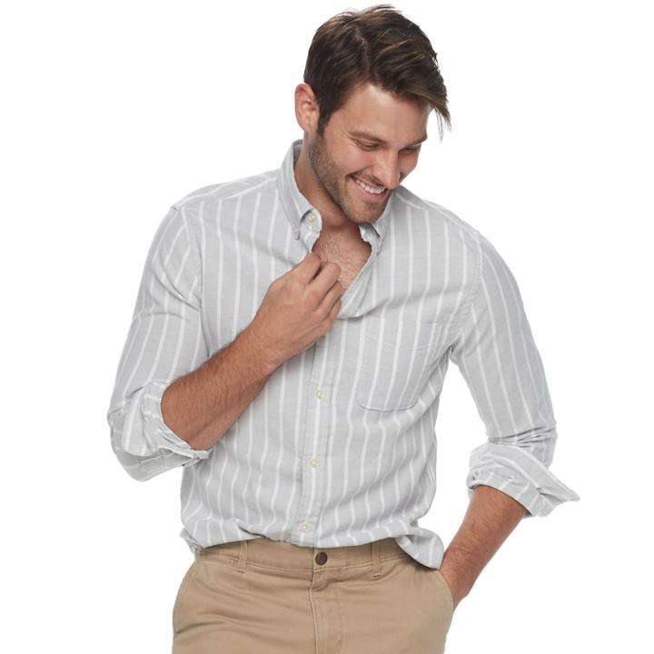 Men's Sonoma Goods For Life&trade; Flexwear Slim-fit Oxford Button-down Shirt, Size: Xxl, Med Grey