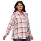 Juniors' Plus Size Mudd&reg; Plaid Flannel Shirt, Teens, Size: 3xl, Brt Purple