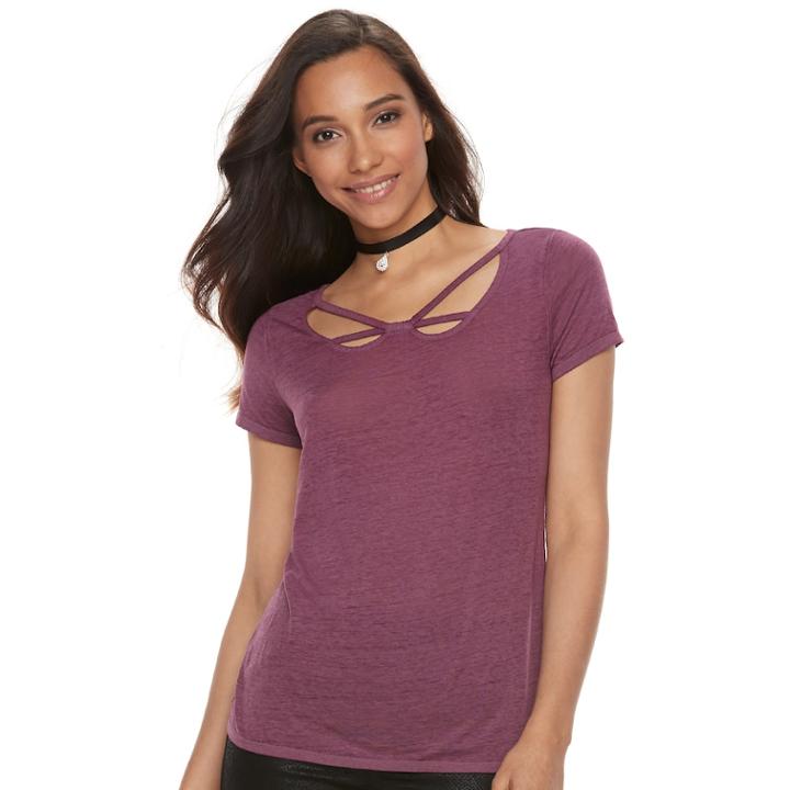 Women's Rock & Republic&reg; Strappy Tee, Size: Xl, Purple