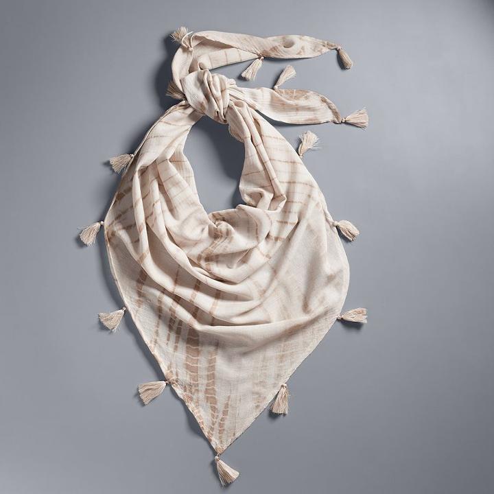 Simply Vera Vera Wang Tie-dyed Tassel Triangle Scarf, Women's, White Oth