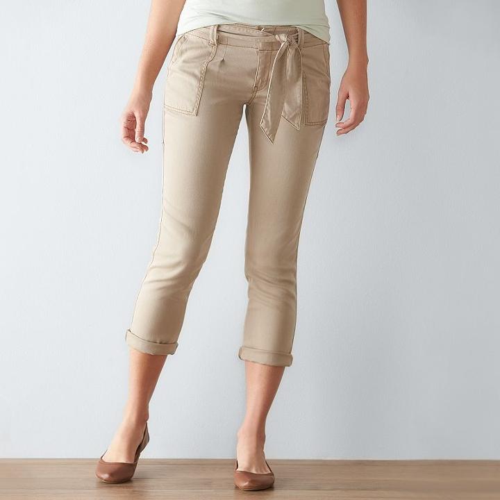 Women's Sonoma Goods For Life&trade; Tie Utility Capris, Size: 4, Med Beige