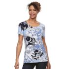 Women's Croft & Barrow&reg; Scoopneck Jacquard Top, Size: Xs, Blue (navy)