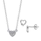 Itsy Bitsy Crystal Heart Necklace & Earring Set, Women's, White