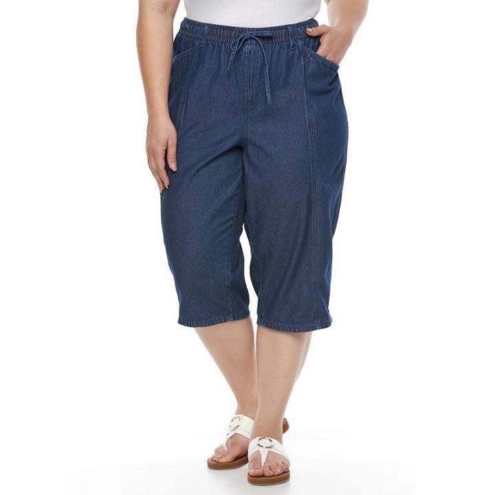 Plus Size Gloria Vanderbilt Jade Buttoned Capris, Women's, Size: 1xl, Blue