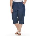 Plus Size Gloria Vanderbilt Jade Buttoned Capris, Women's, Size: 1xl, Blue