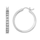 Sterling Silver Diamond Accent Illusion Plate Hoop Earrings, Women's, White