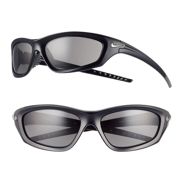 Men's Nike Overpass Rectangular Wrap Sunglasses, Black