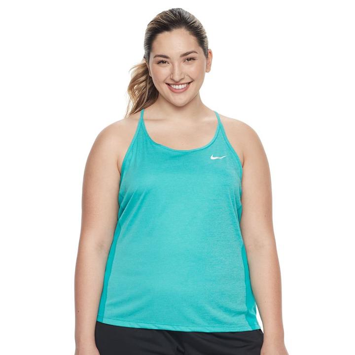 Plus Size Nike Miler Dri-fit Racerback Spaghetti Strap Tank, Women's, Size: 1xl, Med Green