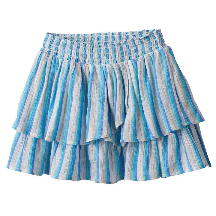 Girls 4-12 Sonoma Goods For Life&trade; Striped Smocked Waist Tiered Skort, Girl's, Size: 6x, Blue (navy)