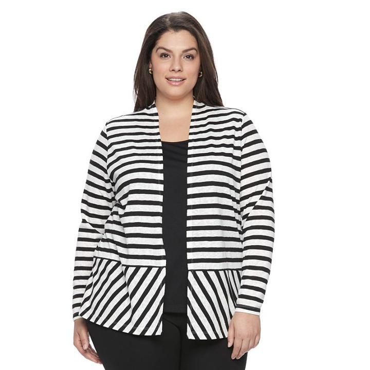 Plus Size Croft & Barrow&reg; Open-front Mock-layer Cardigan, Women's, Size: 2xl, Black
