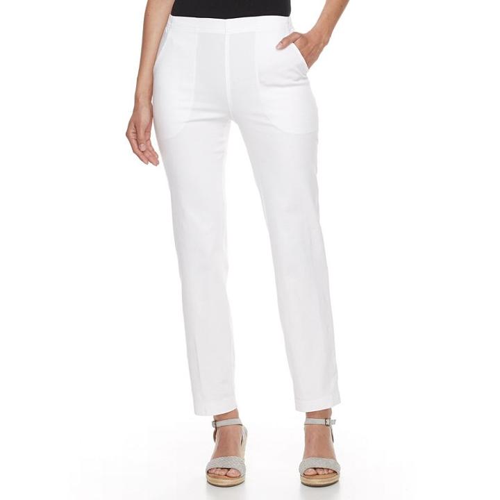 Petite Croft & Barrow® Pull-on Twill Straight-leg Pants, Women's, Size: 4 Petite, White