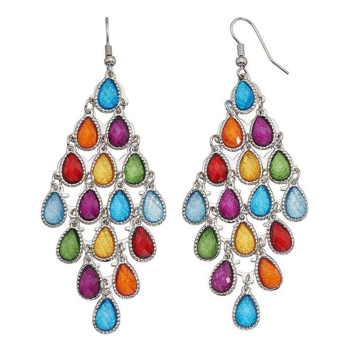 Mudd&reg; Multi Color Teardrop Kite Earrings, Girl's, Multicolor