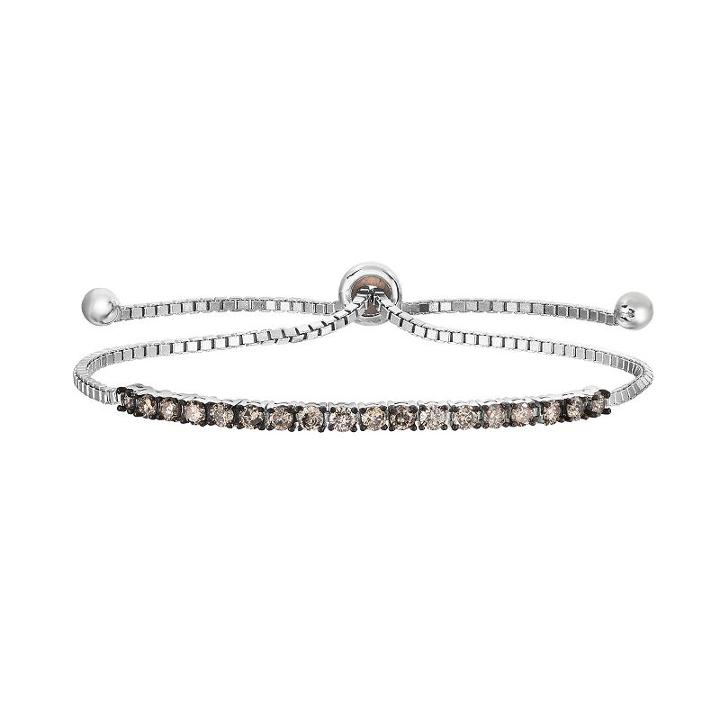 Sterling Silver 1 Carat T.w. Champagne Diamond Lariat Bracelet, Women's, Size: 7, Brown
