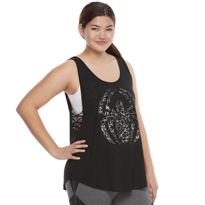 Juniors' Plus Size Her Universe Spider-man Strappy Graphic Tank By Marvel, Girl's, Size: 1xl, Black