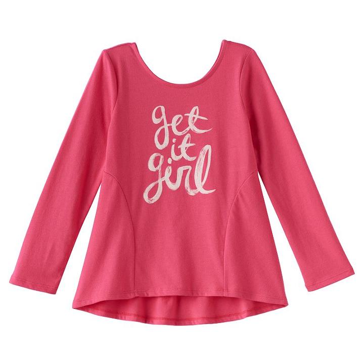 Girls 4-10 Jumping Beans&reg; Pieced Graphic High-low Tunic, Size: 4, Pink