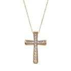 1/4 Carat T.w. Diamond 10k Gold Cross Pendant Necklace, Women's, Size: 18, White